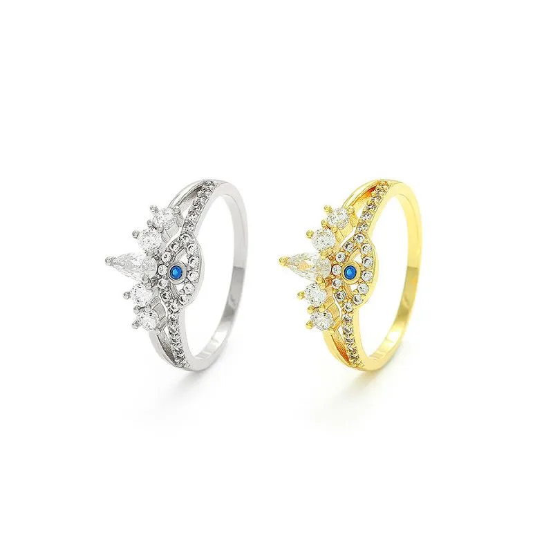 Позлатен сребърен пръстен Evil Eye