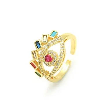 Позлатен пръстен Evil Eye Регулируем