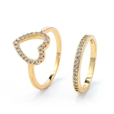 Дамски комплект пръстени Heart Cz