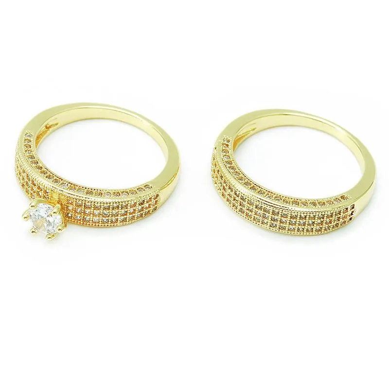 Уникален позлатен комплект булчински пръстени