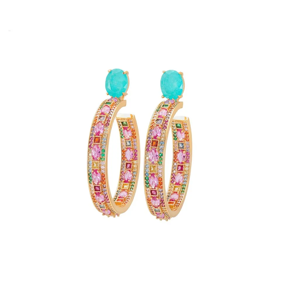 Позлатени дамски обеци Zircon Fusion